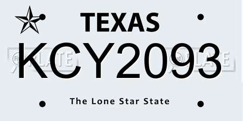 KCY2093 Texas License Plate