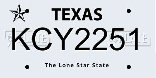 KCY2251 Texas License Plate
