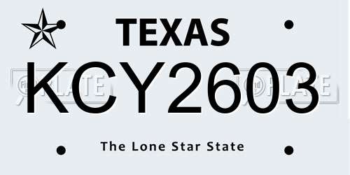 KCY2603 Texas License Plate