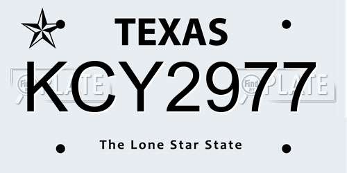 KCY2977 Texas License Plate
