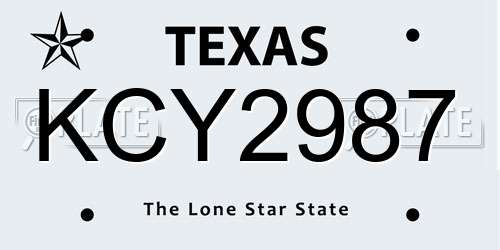 KCY2987 Texas License Plate