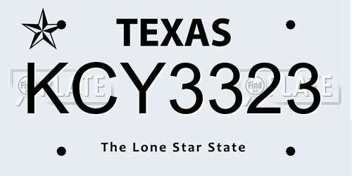 KCY3323 Texas License Plate