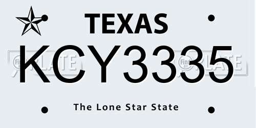 KCY3335 Texas License Plate