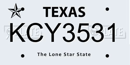 KCY3531 Texas License Plate