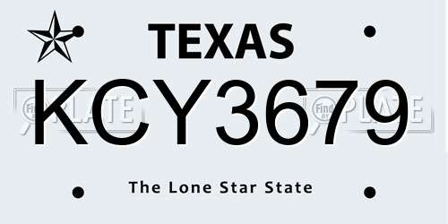 KCY3679 Texas License Plate