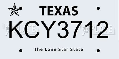 KCY3712 Texas License Plate