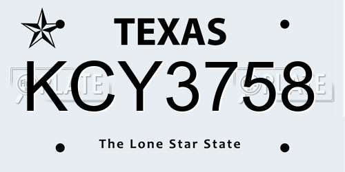 KCY3758 Texas License Plate