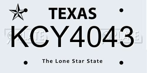KCY4043 Texas License Plate