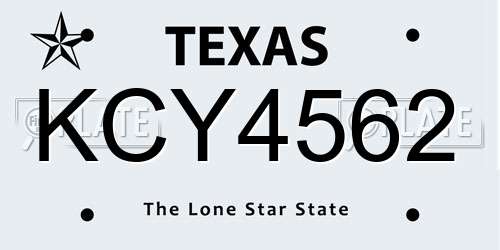 KCY4562 Texas License Plate