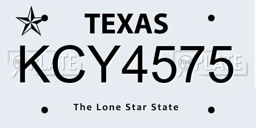 KCY4575 Texas License Plate