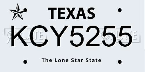 KCY5255 Texas License Plate