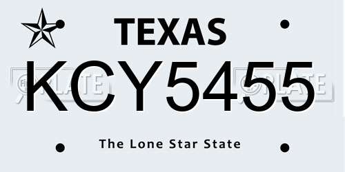 KCY5455 Texas License Plate