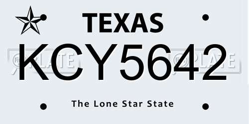 KCY5642 Texas License Plate