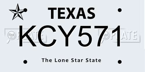 KCY571 Texas License Plate