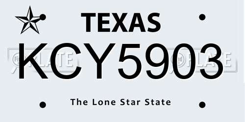 KCY5903 Texas License Plate