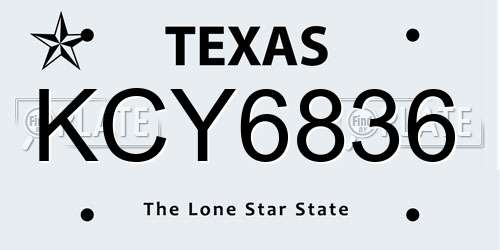 KCY6836 Texas License Plate
