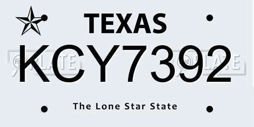 KCY7392 Texas License Plate