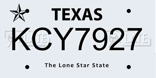 KCY7927 Texas License Plate