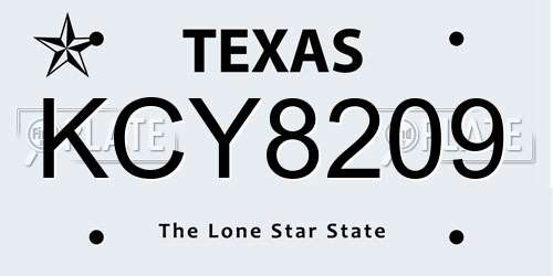 KCY8209 Texas License Plate