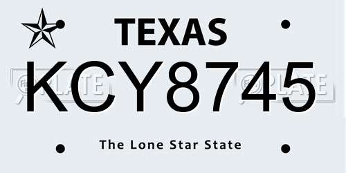 KCY8745 Texas License Plate