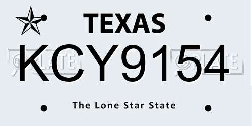 KCY9154 Texas License Plate