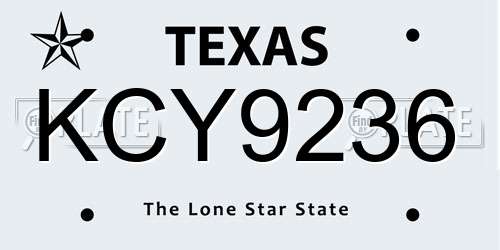 KCY9236 Texas License Plate
