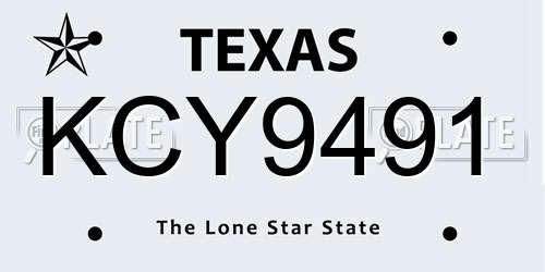KCY9491 Texas License Plate