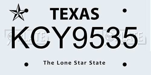 KCY9535 Texas License Plate