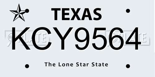KCY9564 Texas License Plate