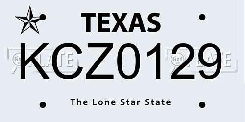 KCZ0129 Texas License Plate
