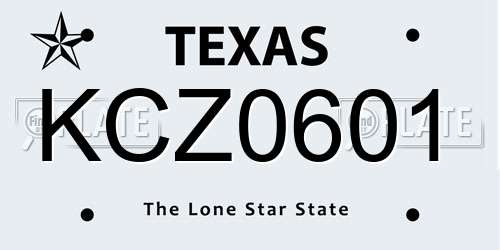 KCZ0601 Texas License Plate