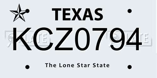 KCZ0794 Texas License Plate