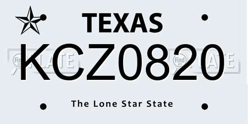 KCZ0820 Texas License Plate