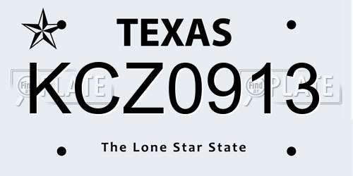 KCZ0913 Texas License Plate