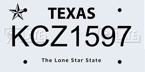 KCZ1597 Texas License Plate