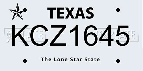 KCZ1645 Texas License Plate