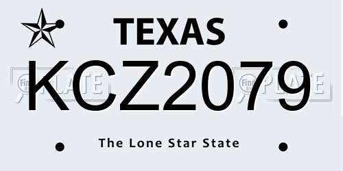 KCZ2079 Texas License Plate