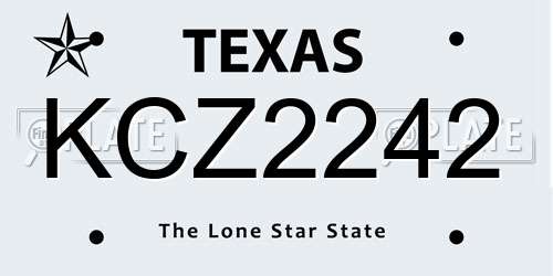 KCZ2242 Texas License Plate