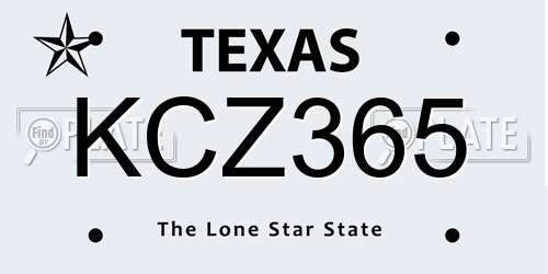 KCZ365 Texas License Plate