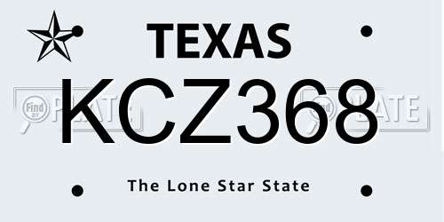 KCZ368 Texas License Plate