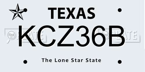 KCZ36B Texas License Plate