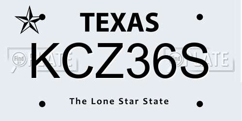 KCZ36S Texas License Plate