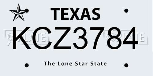 KCZ3784 Texas License Plate
