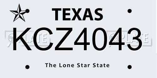 KCZ4043 Texas License Plate