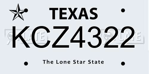 KCZ4322 Texas License Plate
