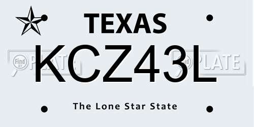 KCZ43L Texas License Plate