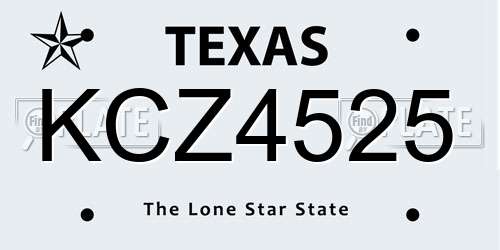 KCZ4525 Texas License Plate