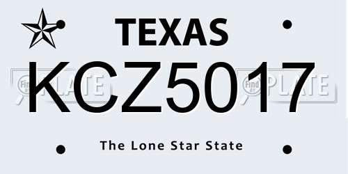KCZ5017 Texas License Plate