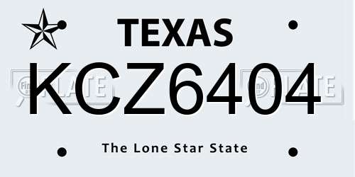 KCZ6404 Texas License Plate