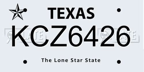 KCZ6426 Texas License Plate